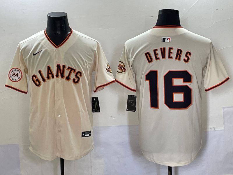 Men 2025 San Francisco Giants 16 Devers Cream Game Nike MLB Jersey style 51